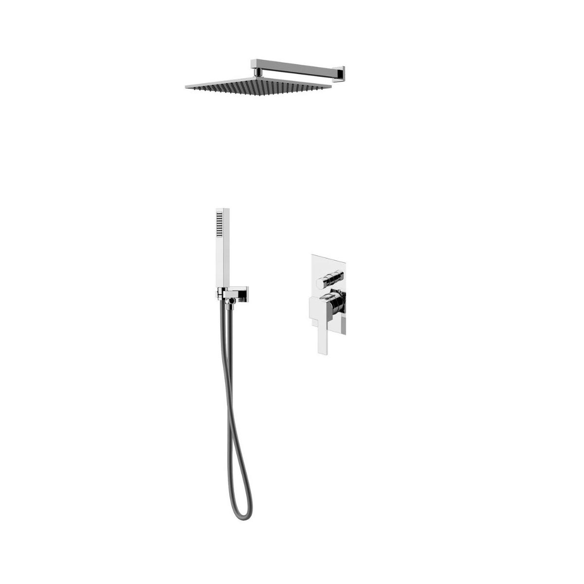 Completo doccia color miscelatore meccanico completo di manopola deviatrice e doccetta con soffione 250 x 250 mm.
