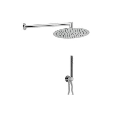 Kit braccio doccia 350mm / soffione rx25 compl. duplex c/presa acqua cromo
