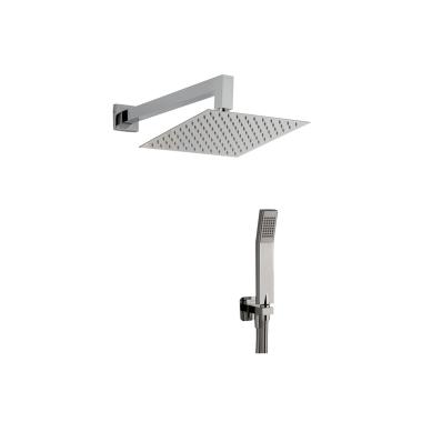 Kit braccio doccia 350mm / soffione qx25 compl. duplex c/presa acqua cromo